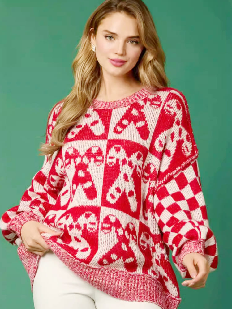 Women's red candy cane Christmas jumper