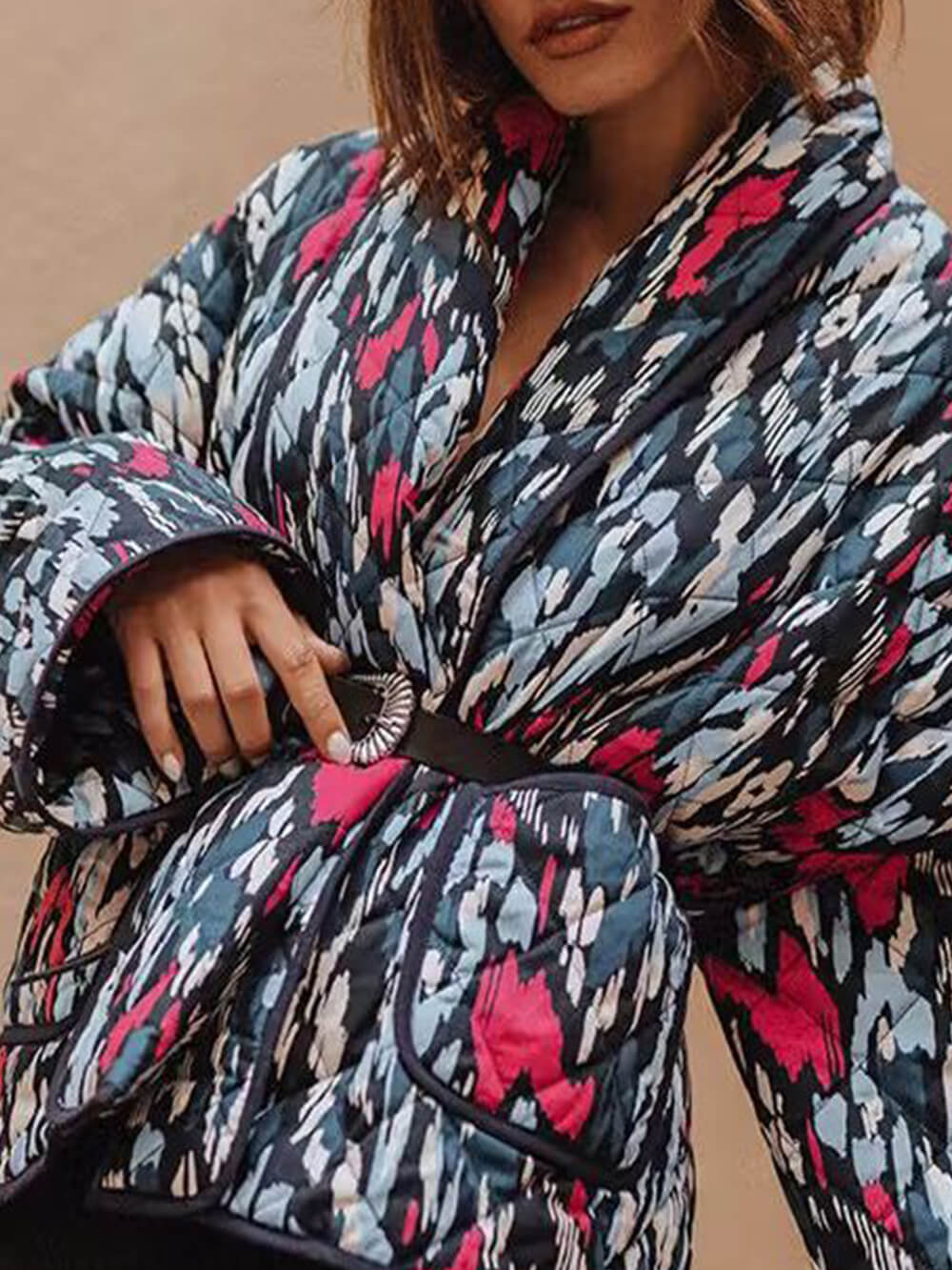 Women's red cardigan coat — alternate angle