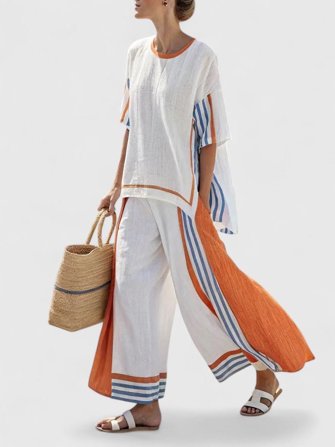 Striped Linen-Blend Wide-Leg Co-ord