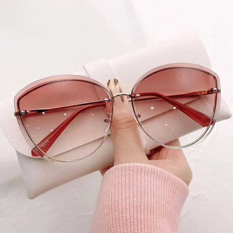 Women's rimless cat-eye sunglasses