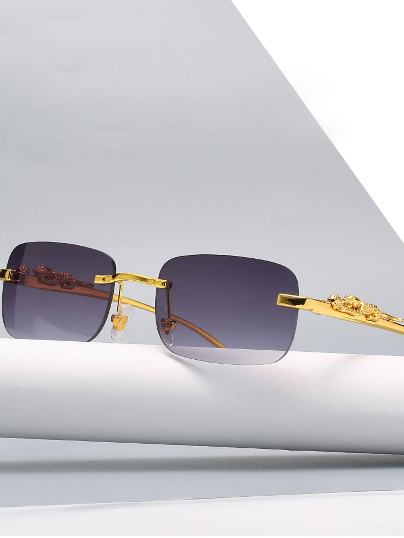 Women's rimless rectangle sunglasses