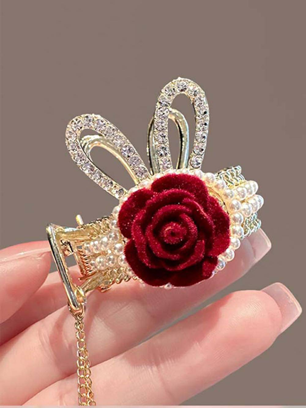 Women's Rose Hair Clip — styled look