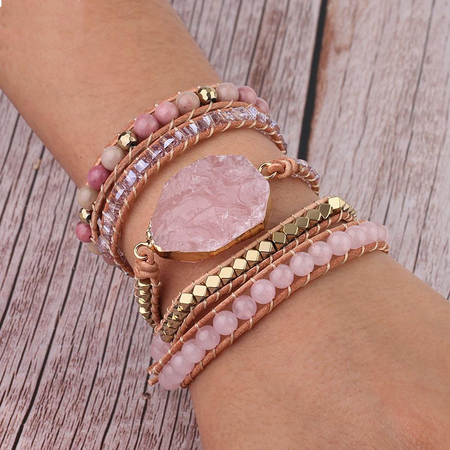 Women's Rose Quartz Wrap Bracelet