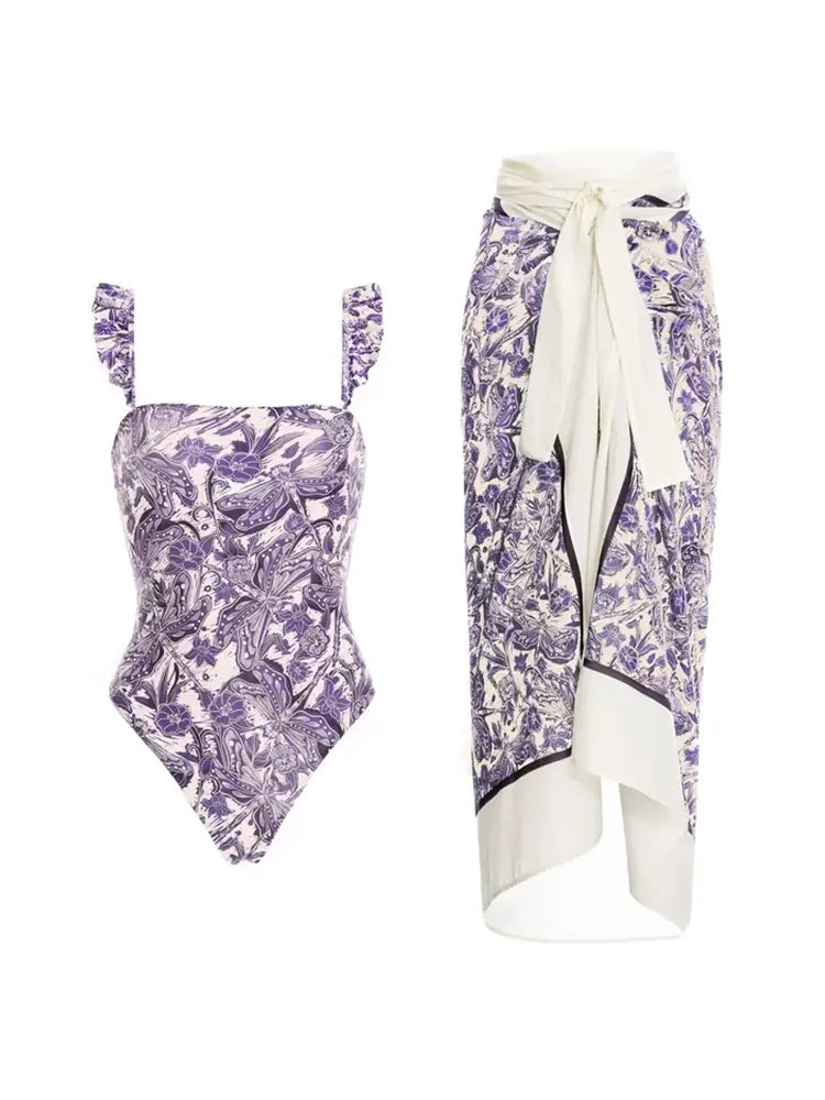 Women's ruffle trim bikini set — alternate angle