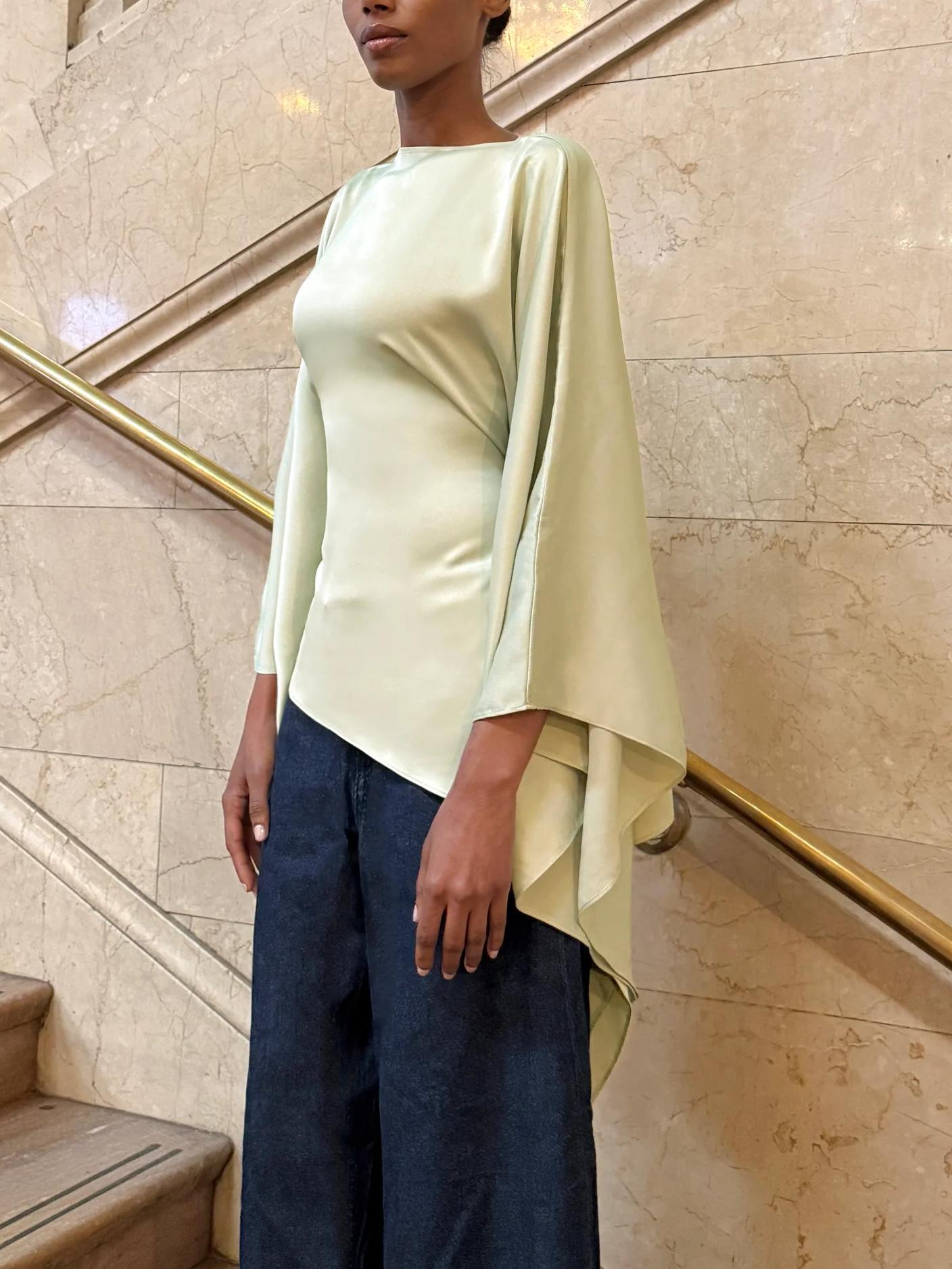 Women's Sage Asymmetrical Tie-Front Top — alternate angle