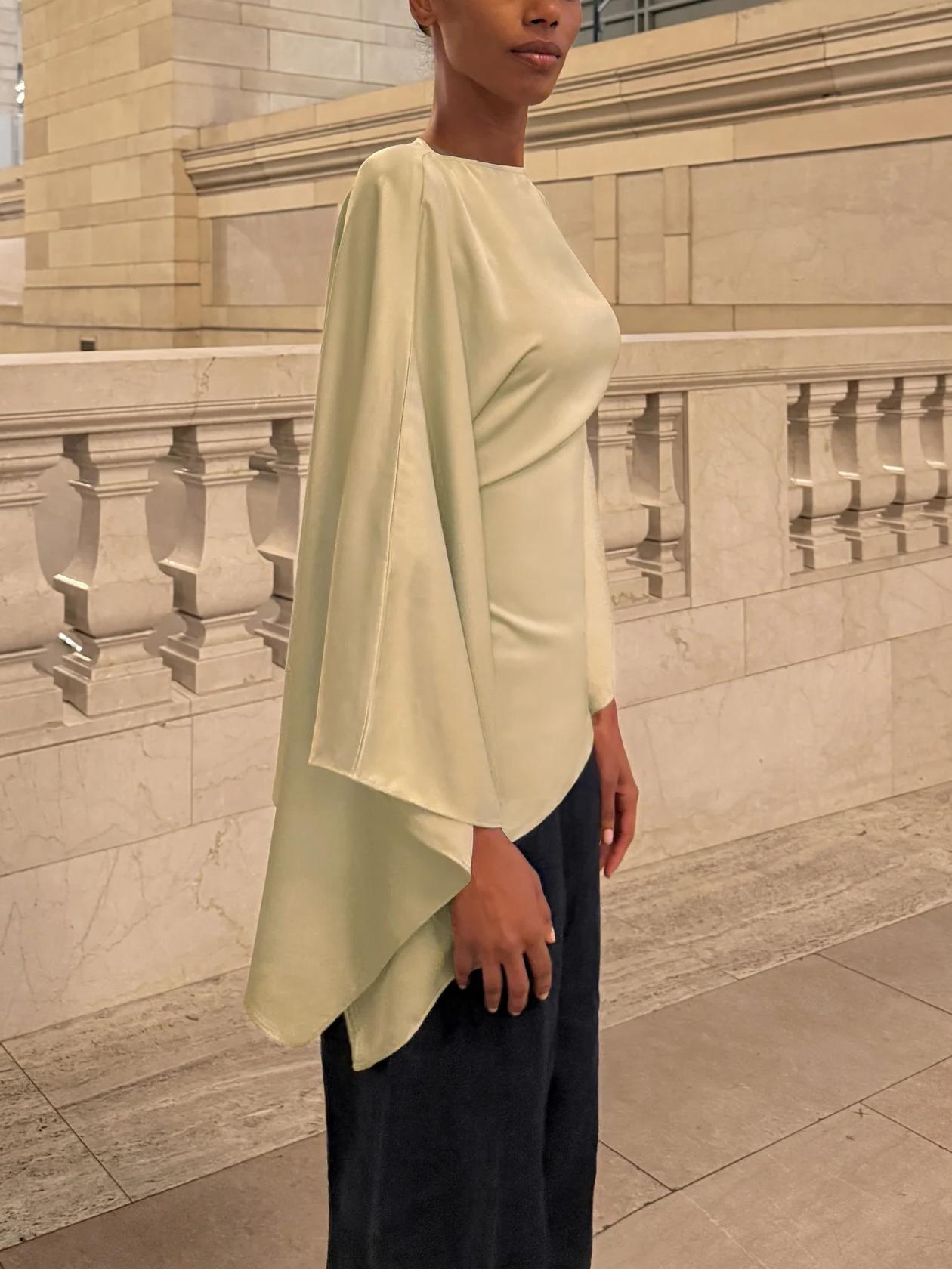 Women's Sage Asymmetrical Tie-Front Top