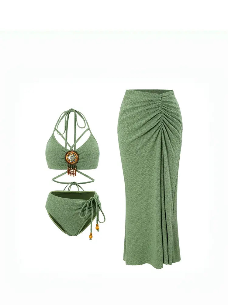 Women's sage bikini set — styled look