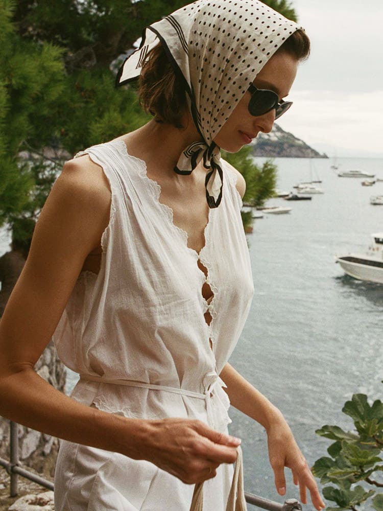 Women's Scallop Trim V-Neck Blouse — alternate angle