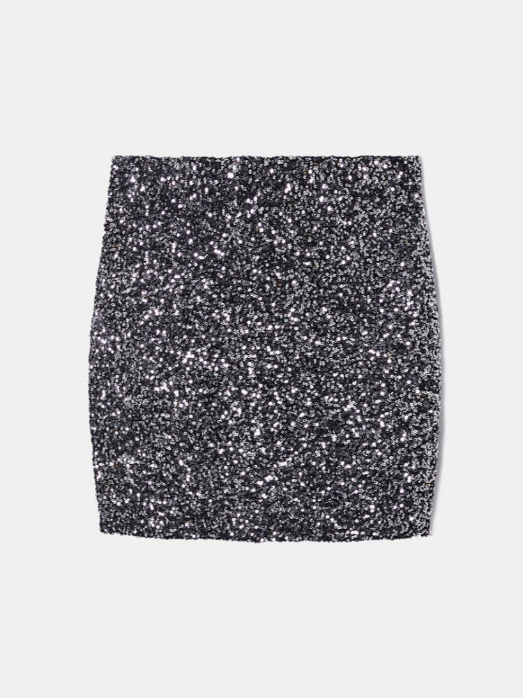 Women's silver sequin skirt