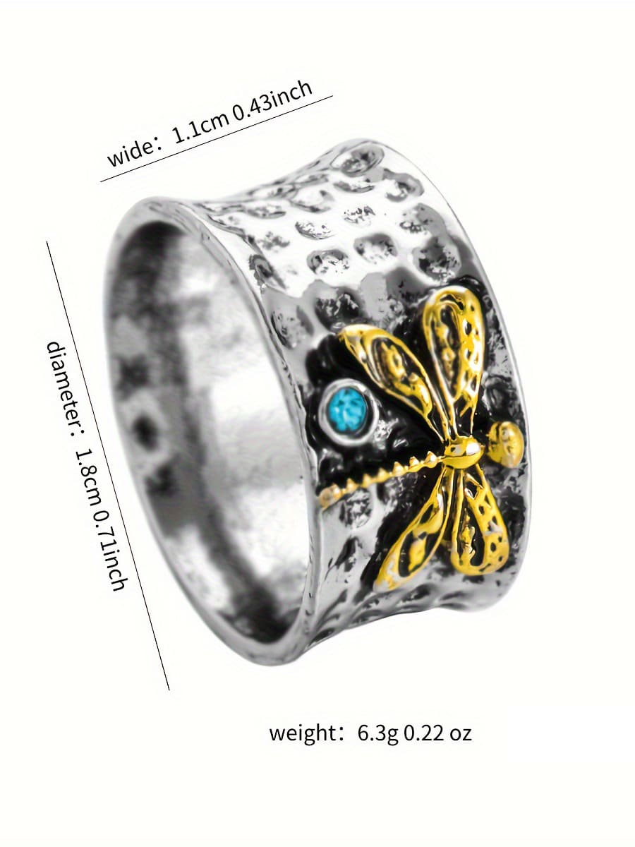 Women's silver aquamarine insect ring — full view