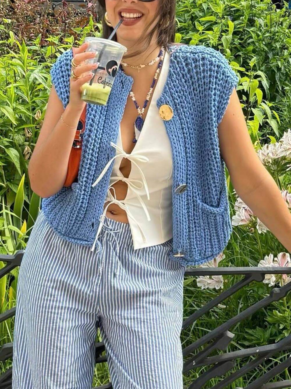 Women's Sleeveless Cropped Knit Cardigan