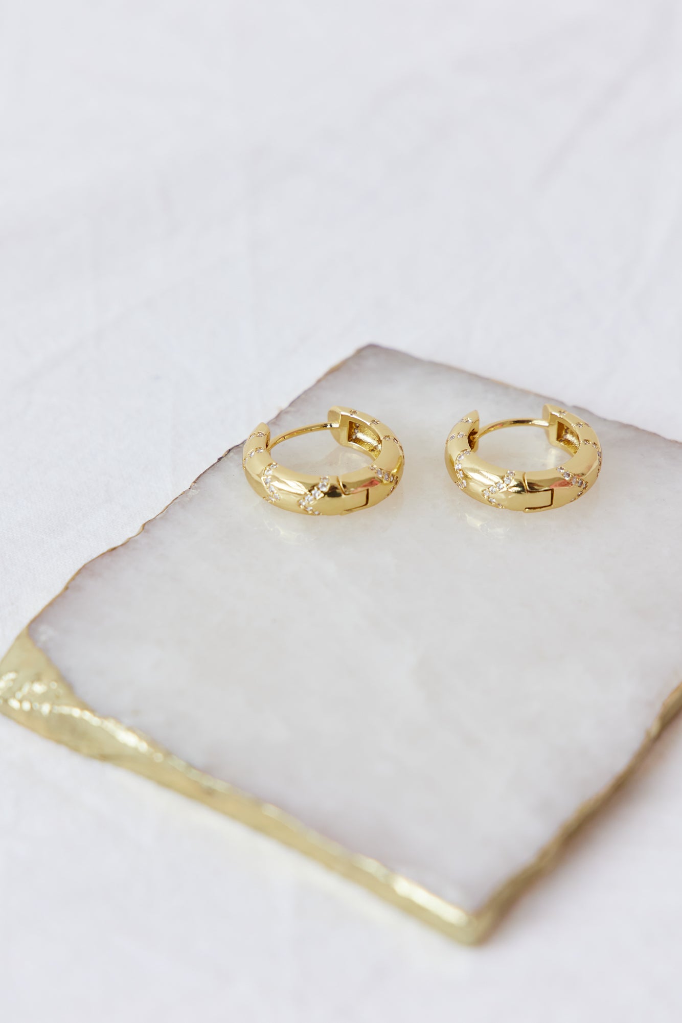 Women's Small Diamante Hoop Earrings — detail view