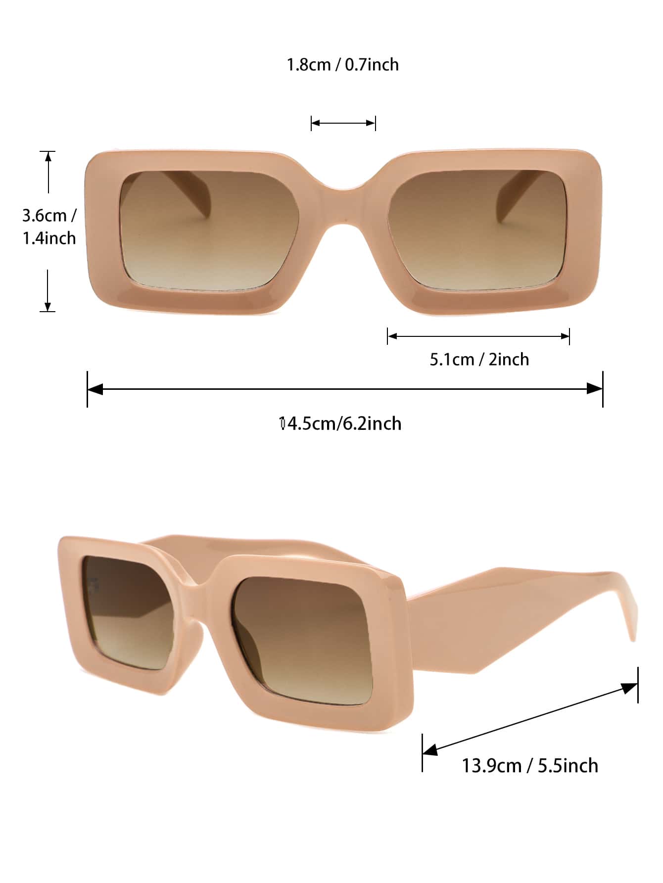 Women's square plastic-frame sunglasses