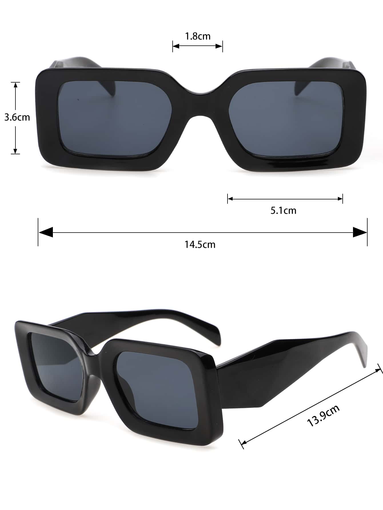 Women's square plastic-frame sunglasses