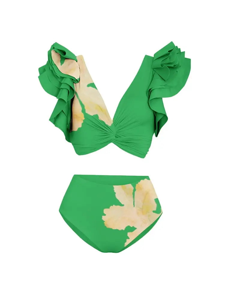 Women's stitch detail floral bikini set — front detail