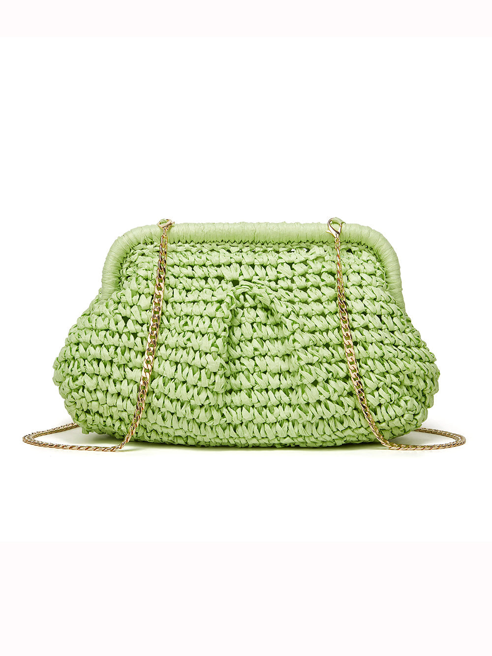 Women's straw crossbody clutch — strap detail