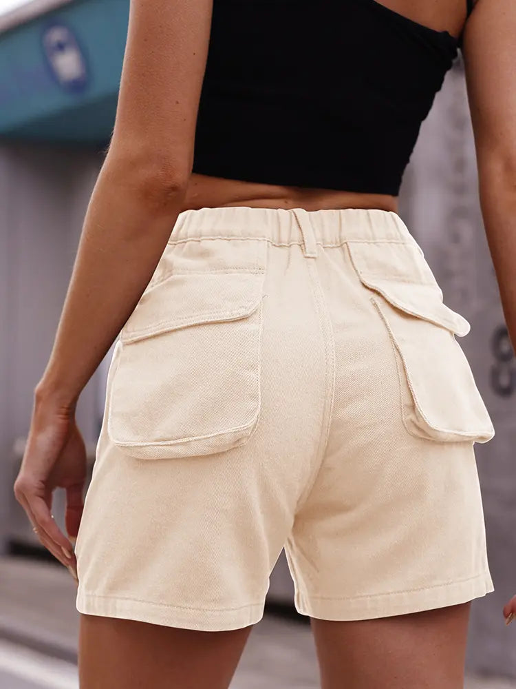 Women's Stretch Waist Cargo Shorts — pocket detail