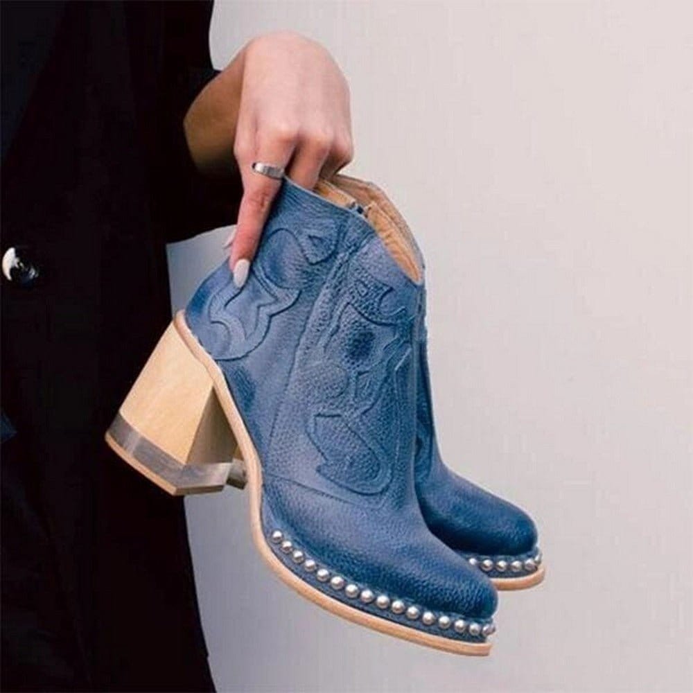 Studded Western Ankle Boots