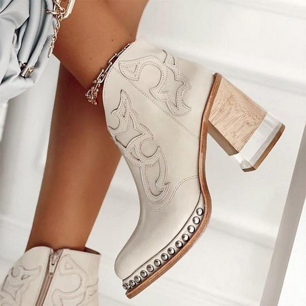 Studded Western Ankle Boots