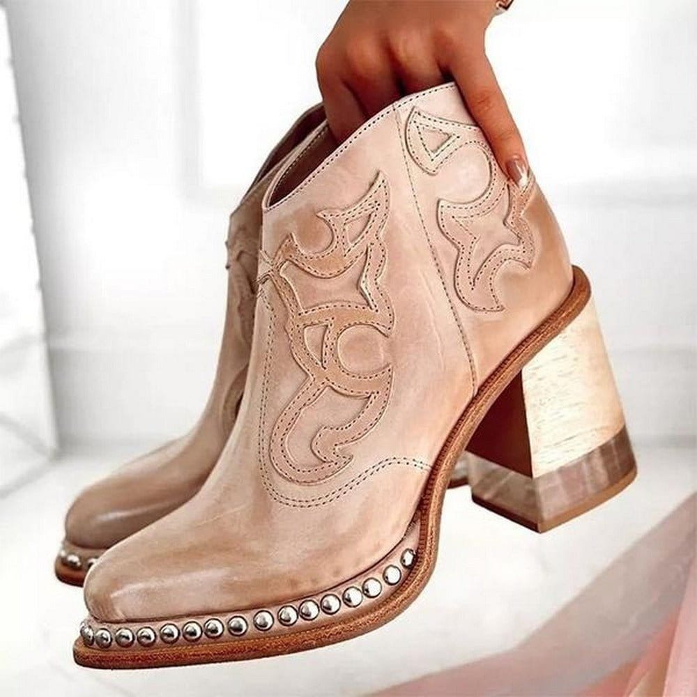 Studded Western Ankle Boots