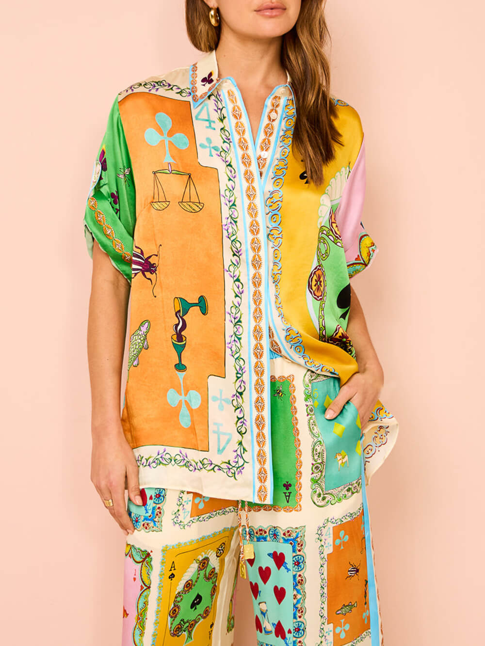 Women's summer print wide-leg trousers — alternate angle