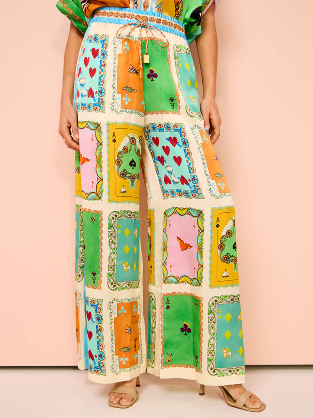 Women's summer print wide-leg trousers — alternate angle
