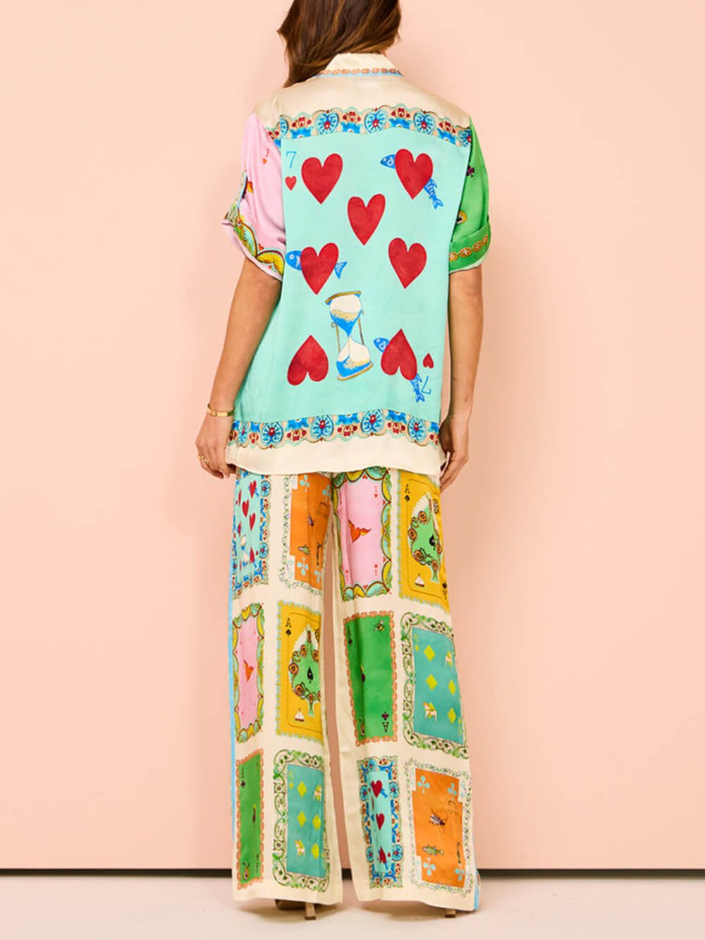 Women's summer print wide-leg trousers — alternate angle