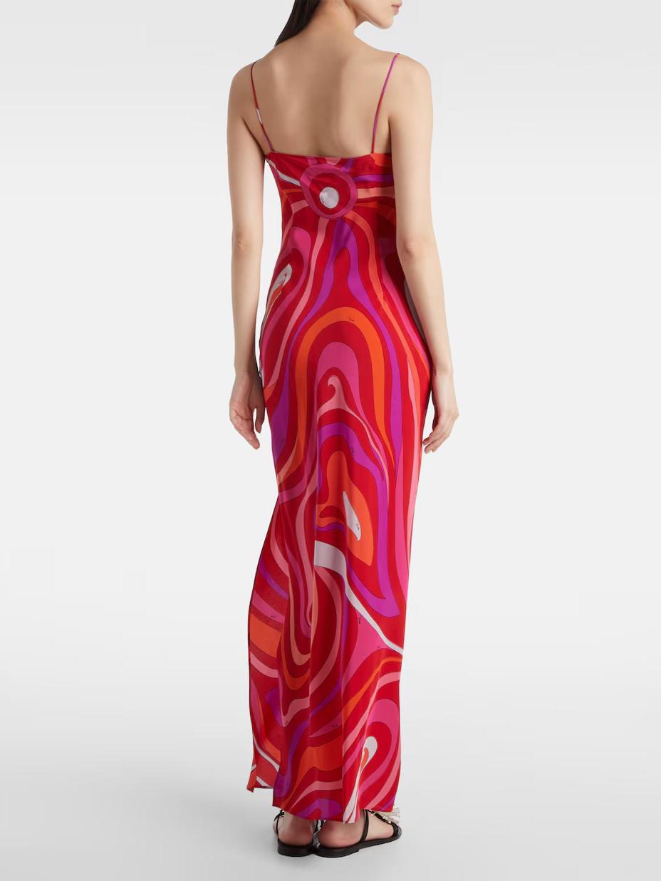 Women's multicolour swirl print sleeveless maxi dress — alternate angle