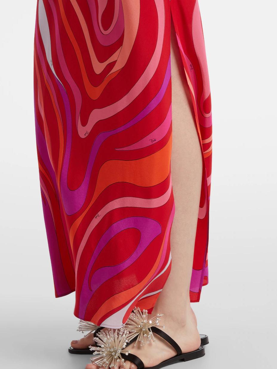 Women's multicolour swirl print sleeveless maxi dress — detail