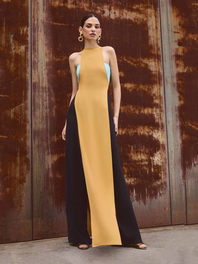 Women's Teal High-Slit Jumpsuit