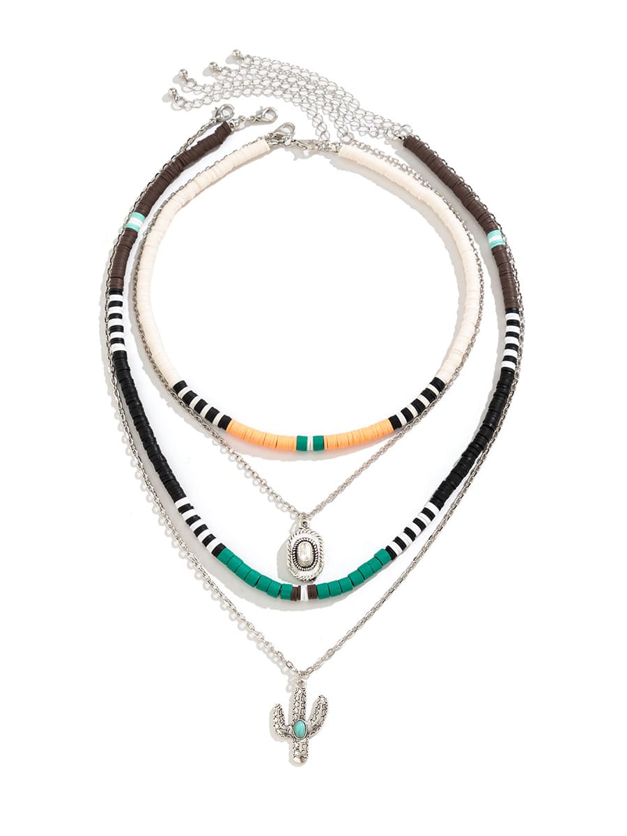 Women's turquoise beaded collar necklace — full length