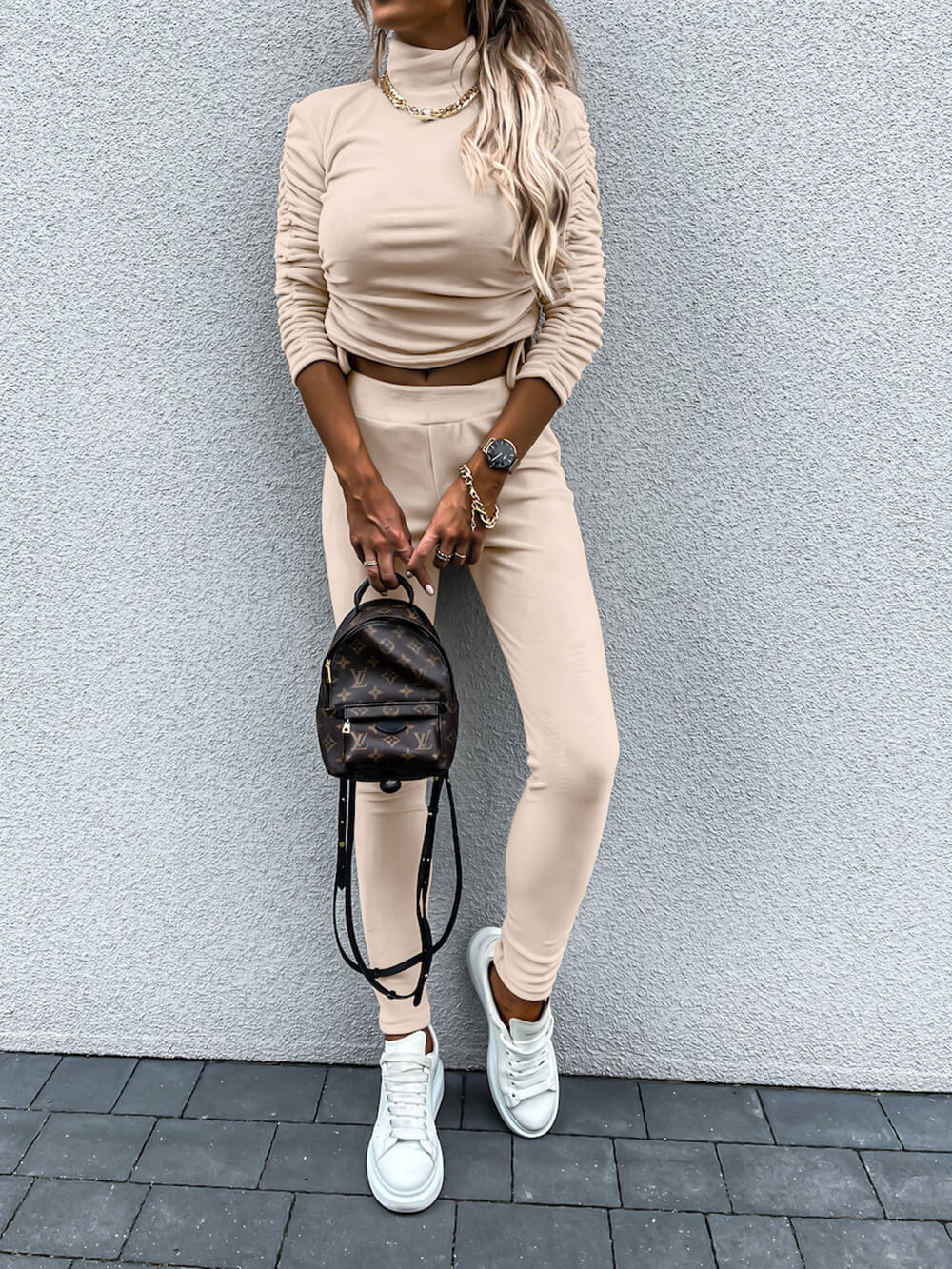 Women's Turtleneck Two-Piece Loungewear Set