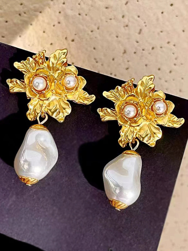 Women's Vintage Baroque Pearl Studs — side detail