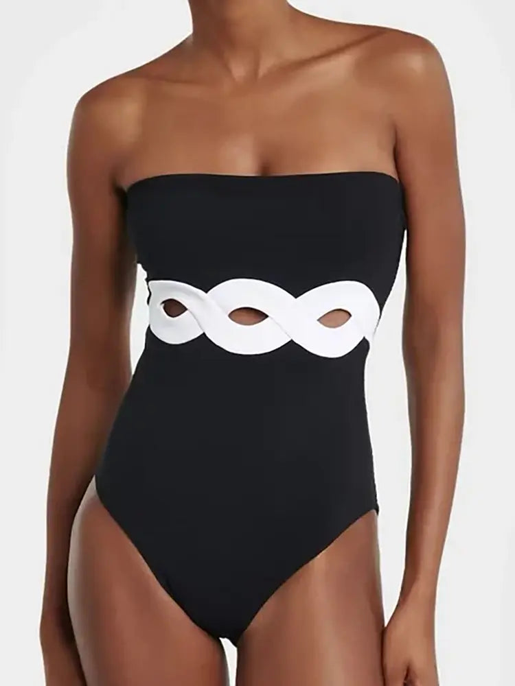 Women's V-neck colourblock swimsuit