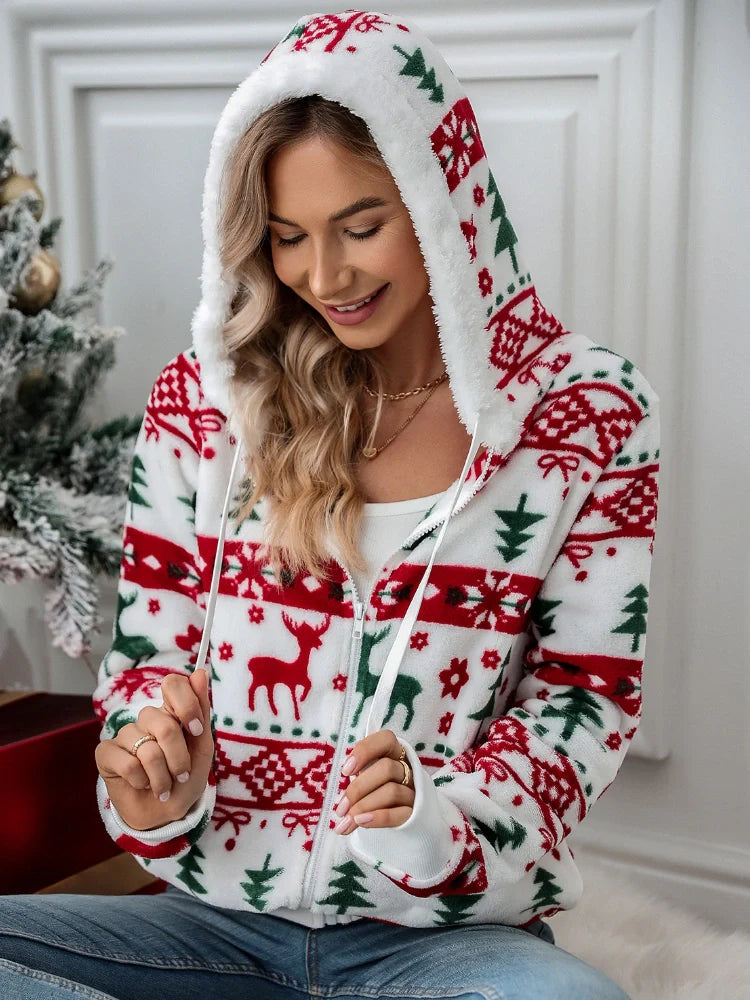 Women's White Festive Christmas Knit Cardigan