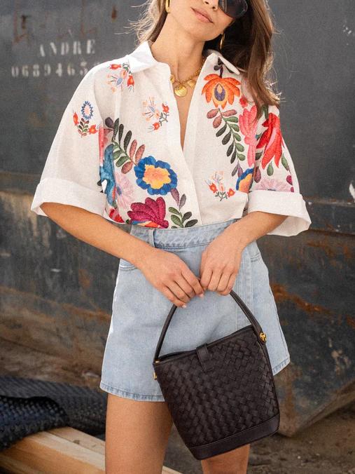 Women's White Floral Print Shirt