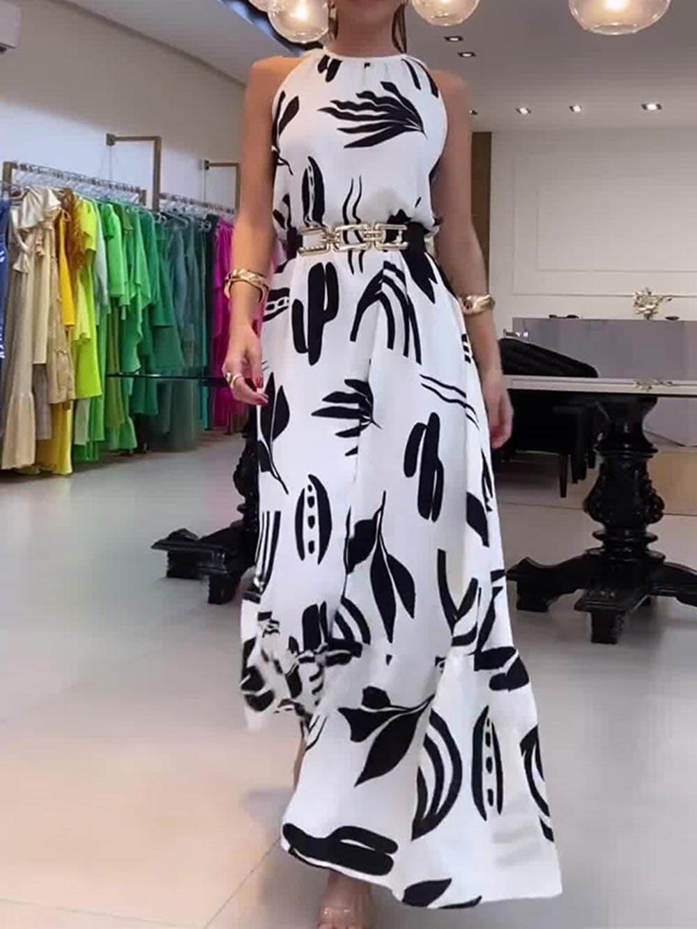 Women's white tie-up neckline cocktail maxi dress