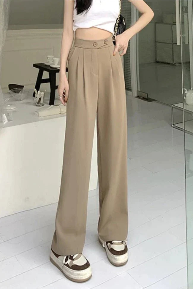 Women's wide-leg creased trousers