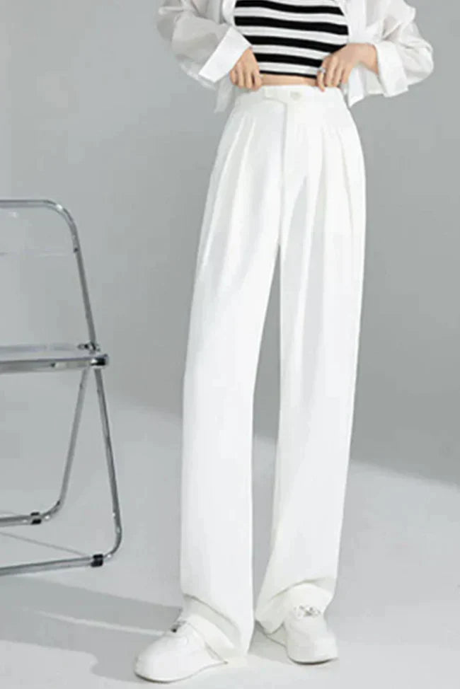 Women's wide-leg creased trousers