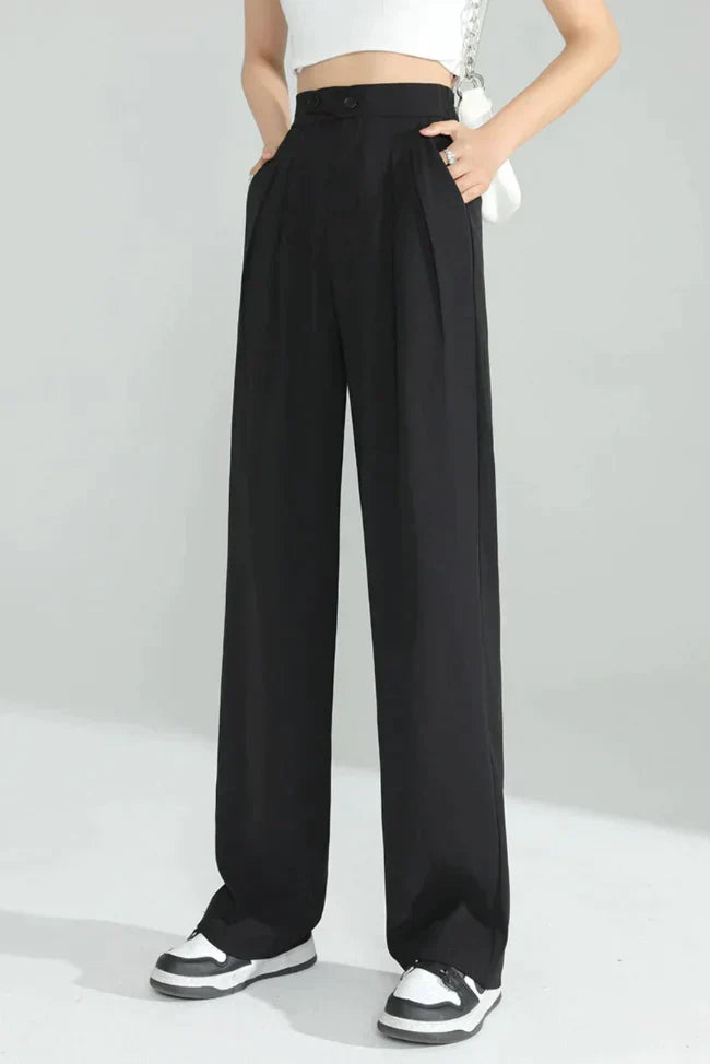 Women's wide-leg creased trousers