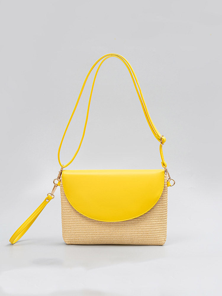 Women's Woven Straw Crossbody Clutch — full view