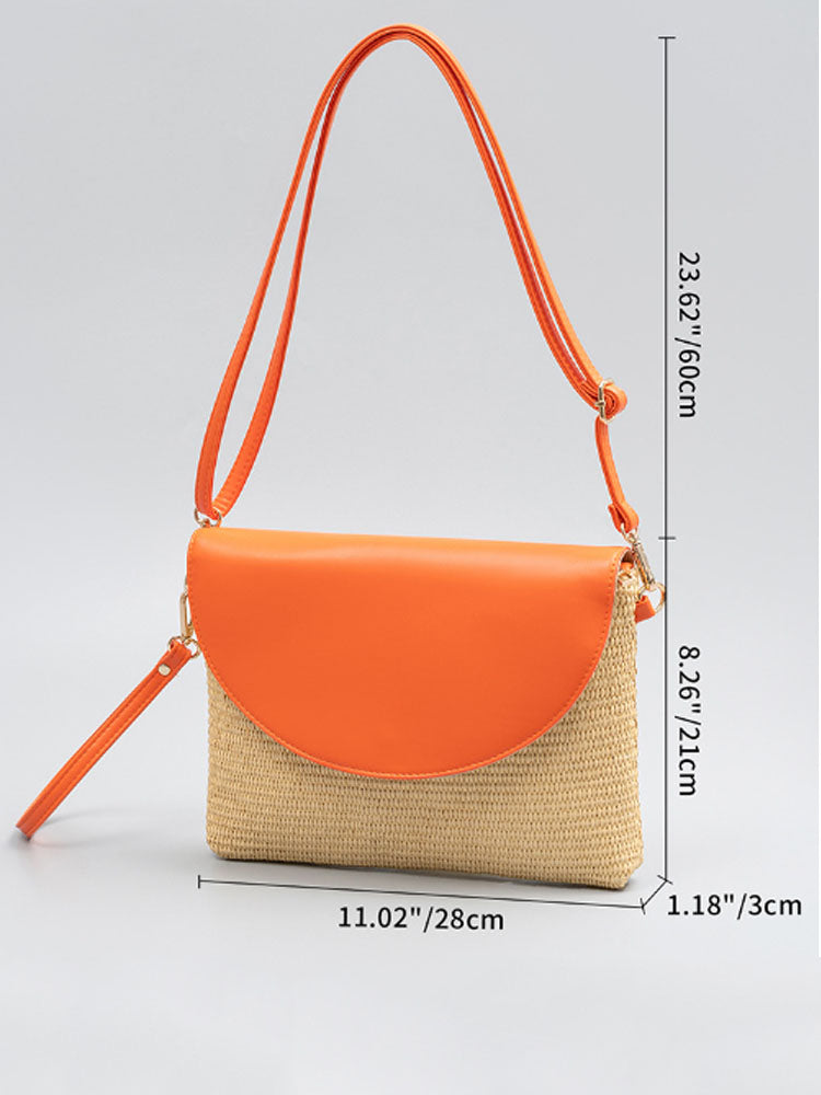 Women's Woven Straw Crossbody Clutch — strap detail