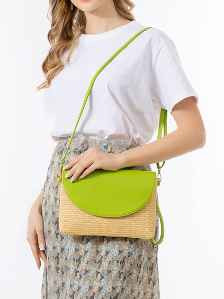 Women's Woven Straw Crossbody Clutch — interior view