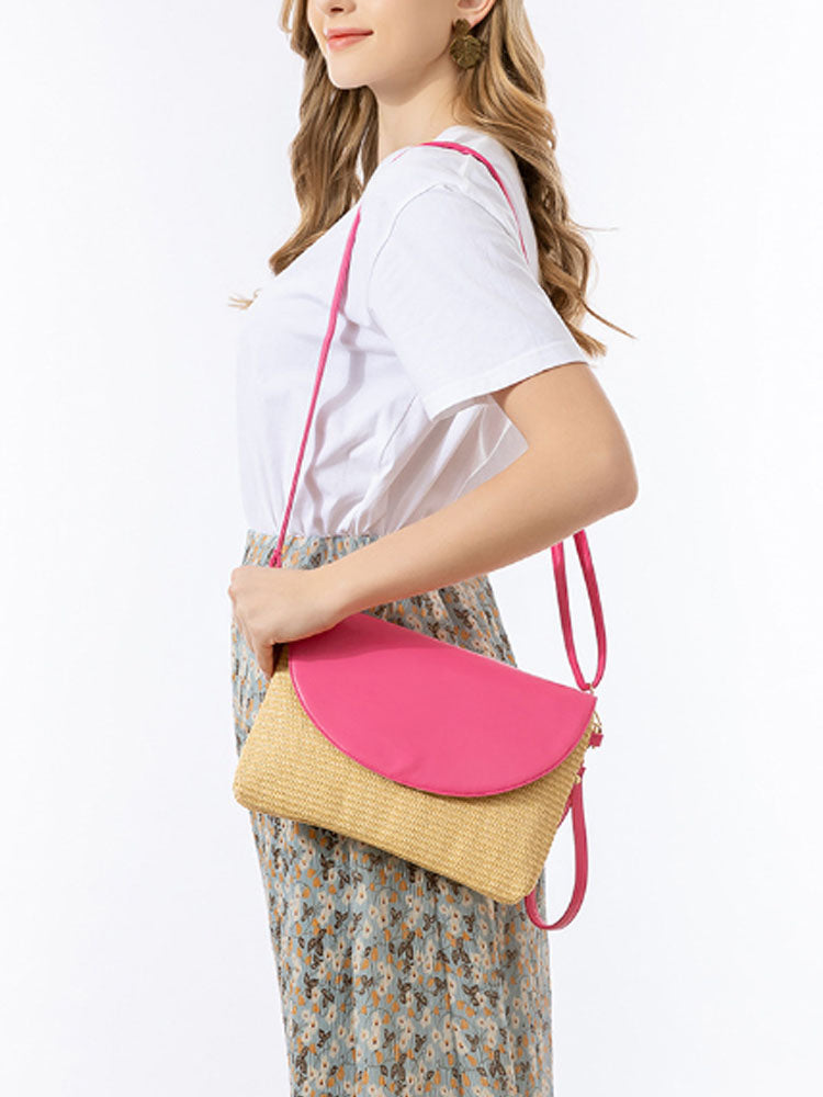 Women's Woven Straw Crossbody Clutch — close-up detail