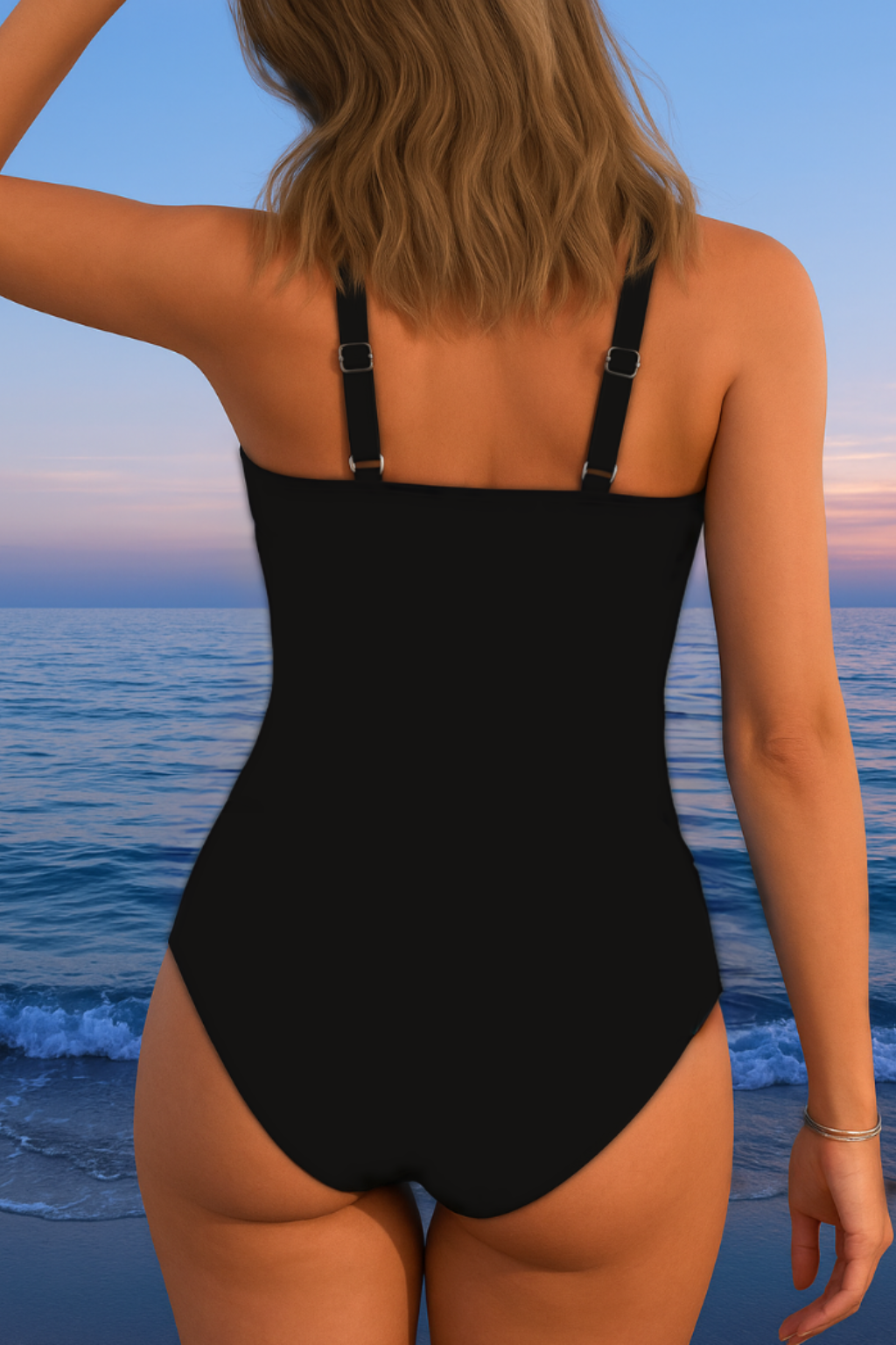 Wrap Front Ruched One-Piece Swimsuit — women's swimsuit, view 7 by Emyri
