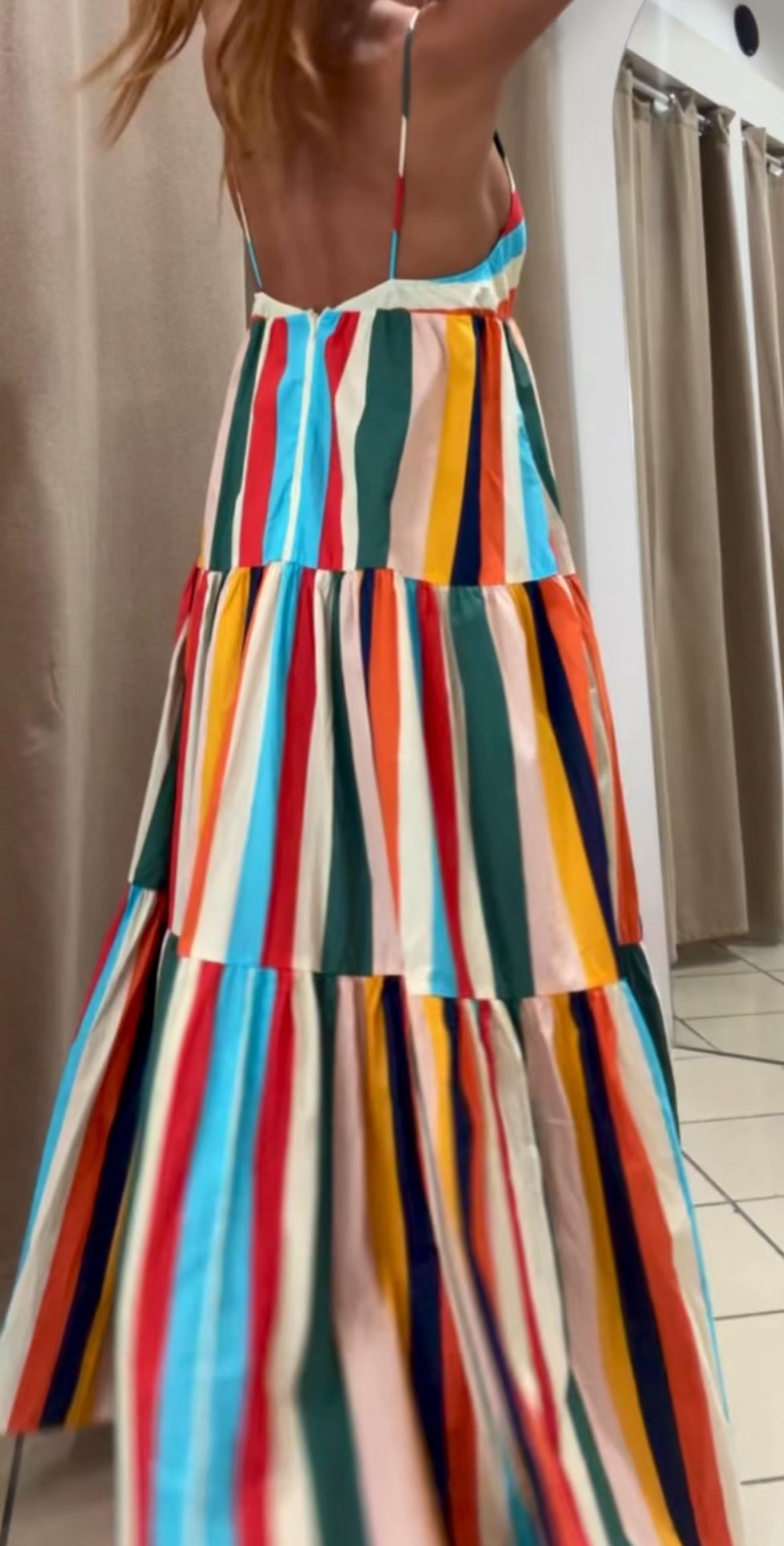 Yellow Striped A-Line Sundress — women's sundress, view 2 by Emyri